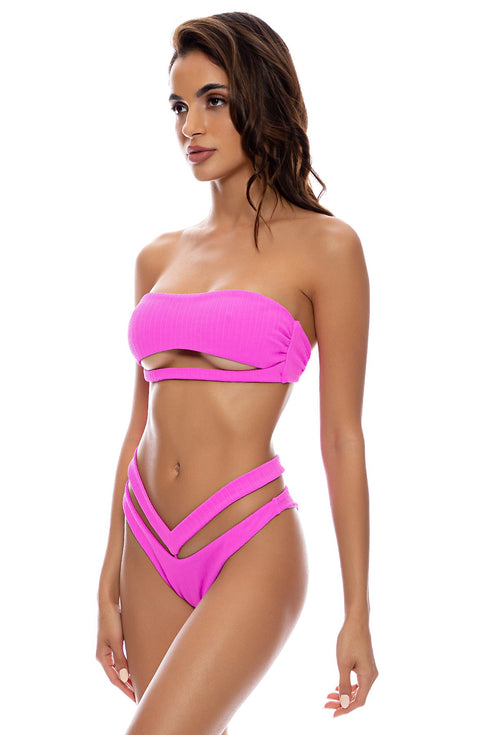 Luli Fama Playa Vibes Strappy High Leg Brazilian Scrunch Bottom